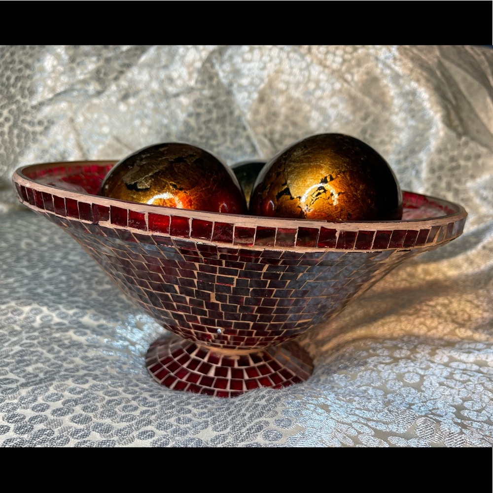 Ten Thousand Villages glass mosaic bowl